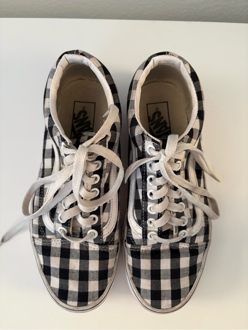 Vans Black and White Gingham Low-Top Sneakers